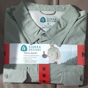 Sierra Designs Tech Shirt - Green - Button Down - Medium